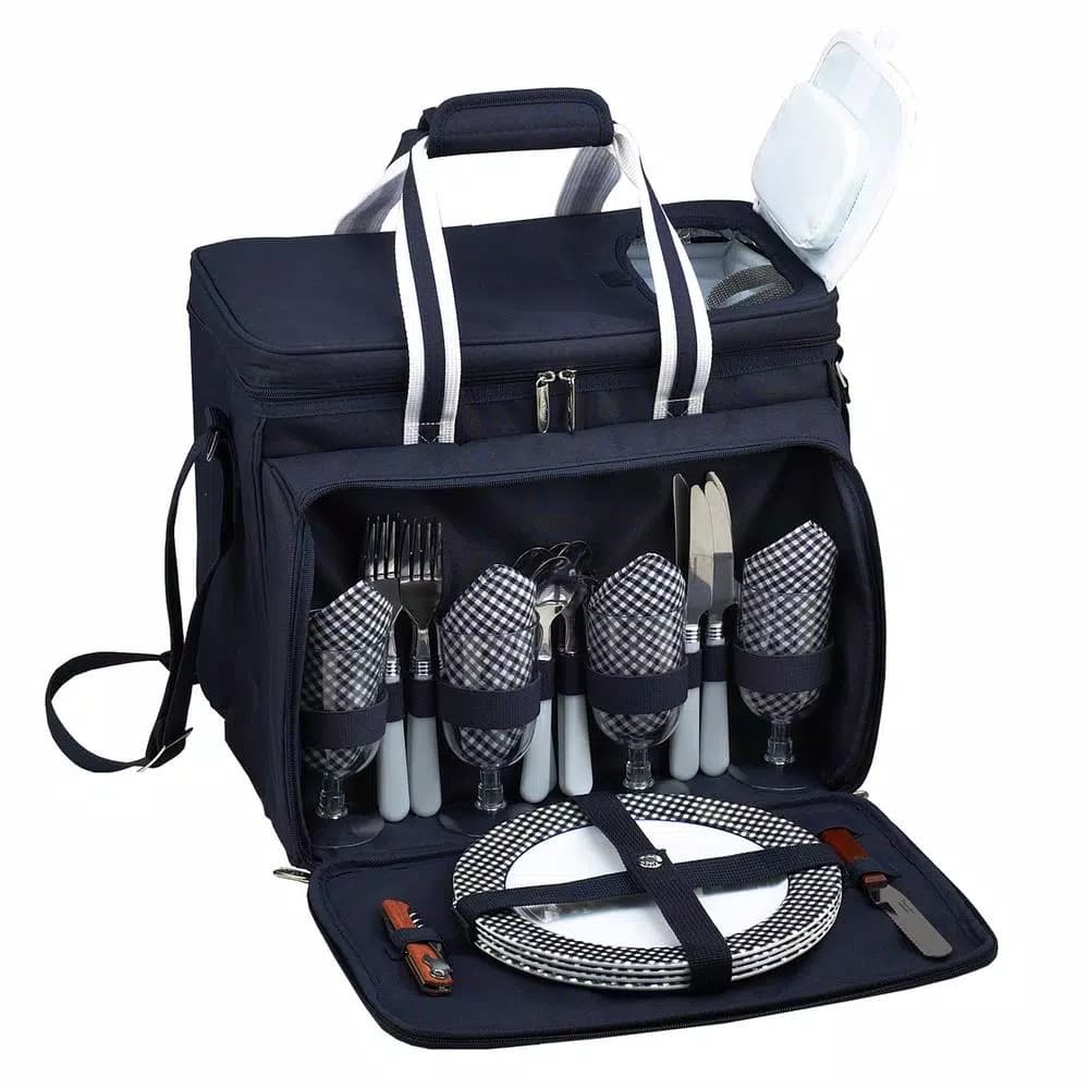 Unbranded Picnic at Ascot Deluxe Picnic Cooler Set for 4 - Bold Navy