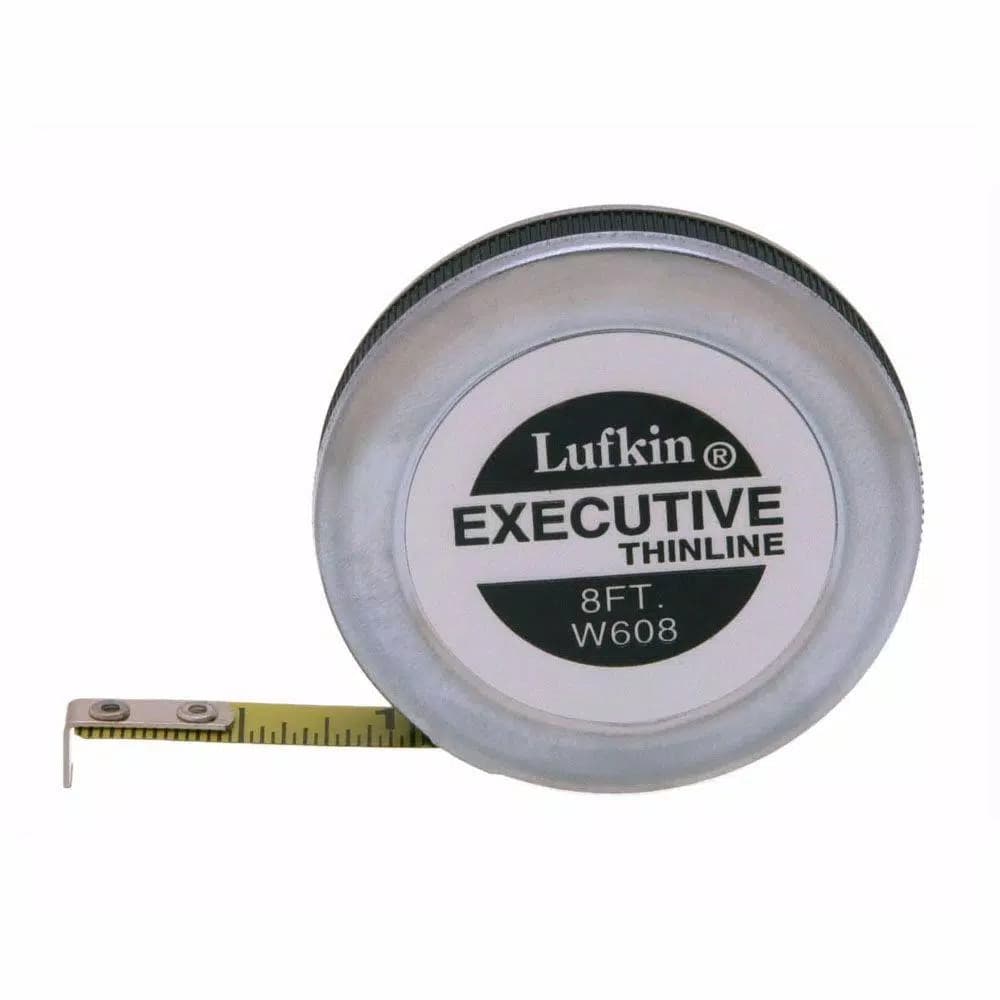 Lufkin Executive ThinLine 8 ft. Pocket Tape Measure, 1/4 in. Width, Chrome Finish