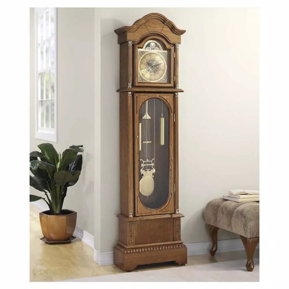 Unbranded Traditional 72 in. Oak Floor Standing Grandfather Clock with Westminster Chime