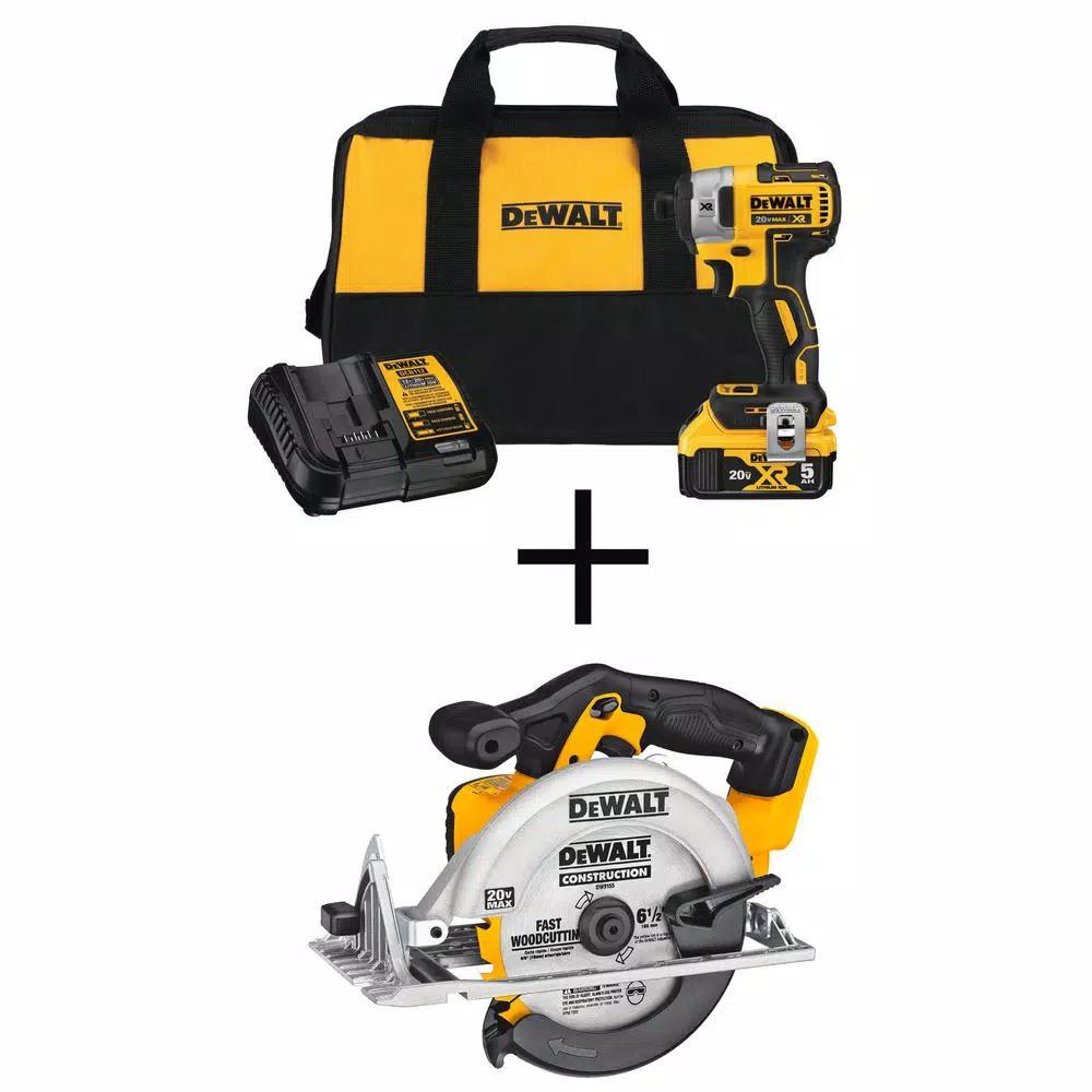DEWALT 20V MAX XR Brushless 3-Speed 1/4 in. Impact Driver & 6-1/2 in. Circular Saw Combo Kit