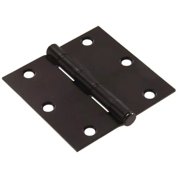 Hardware Essentials 3-1/2 in. Black Satin Steel Residential Door Hinge, Square Corner, 9-Pack