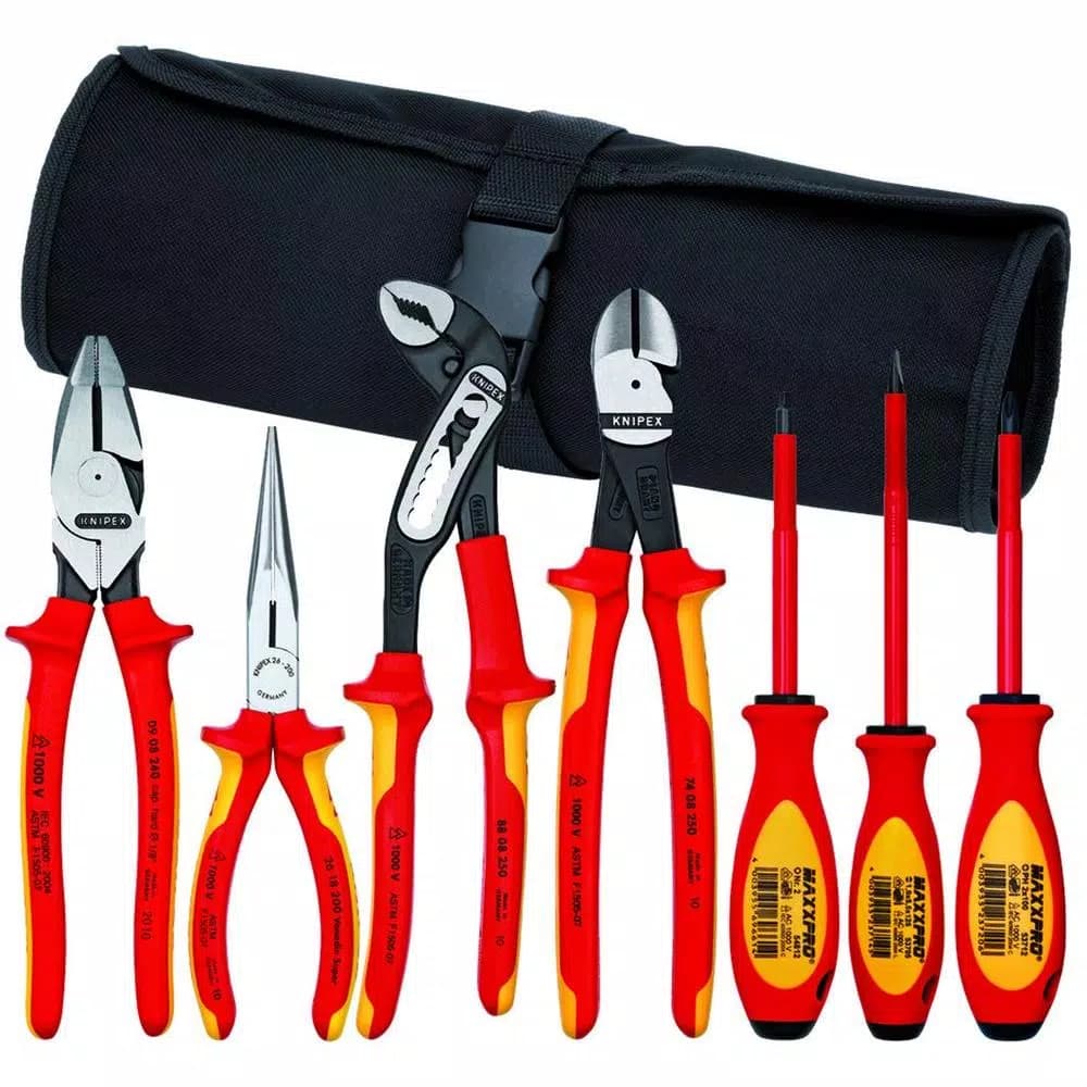 KNIPEX 7-Piece 1,000-Volt Insulated Pliers and Screwdriver Tool Set with Nylon Pouch