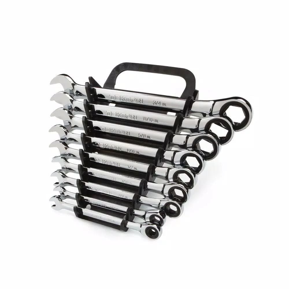 TEKTON 9-Piece Ratcheting Combination Wrench Set, 1/4 in. to 3/4 in.