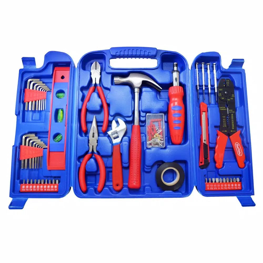 Best Value 100-Piece Home Tool Kit Set with Hammer, Pliers, Screwdrivers and Blow Mold Case