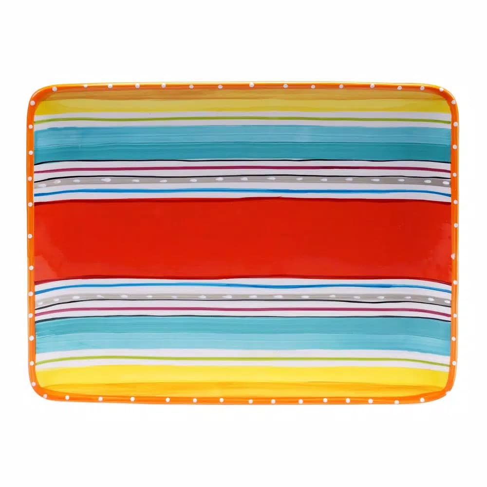 Certified International Mariachi Multi-Colored Rectangular Earthenware Serving Platter