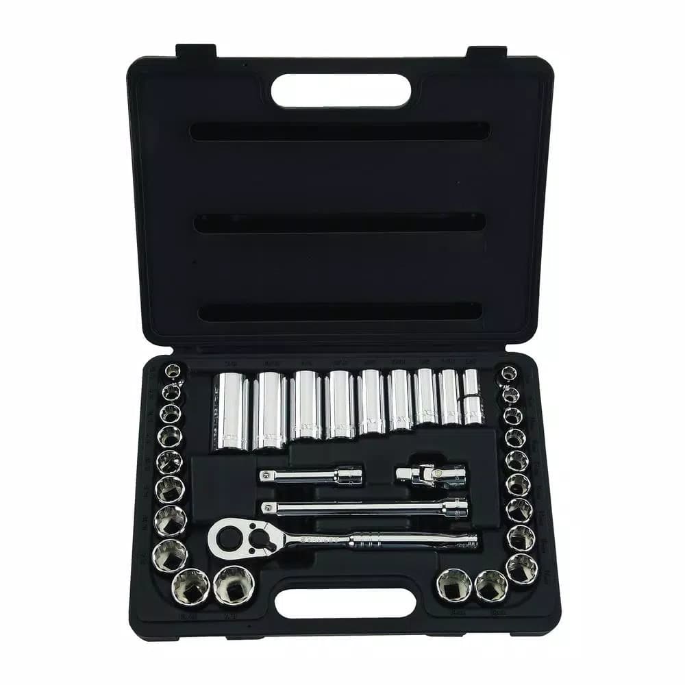 Stanley 34-Piece 3/8 in. Drive SAE and Metric Socket Set