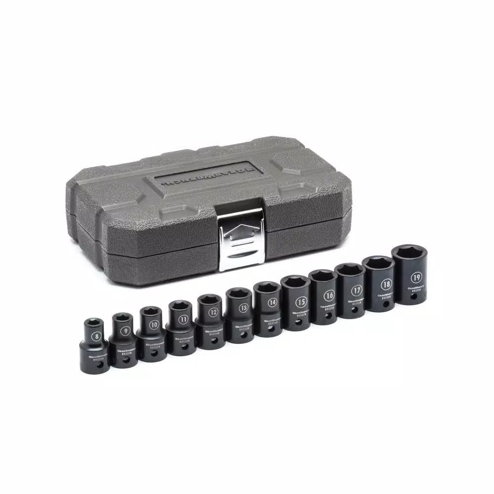 GearWrench 12-Piece 1/2 in. Drive Metric Standard Impact Socket Set (8-19 mm)