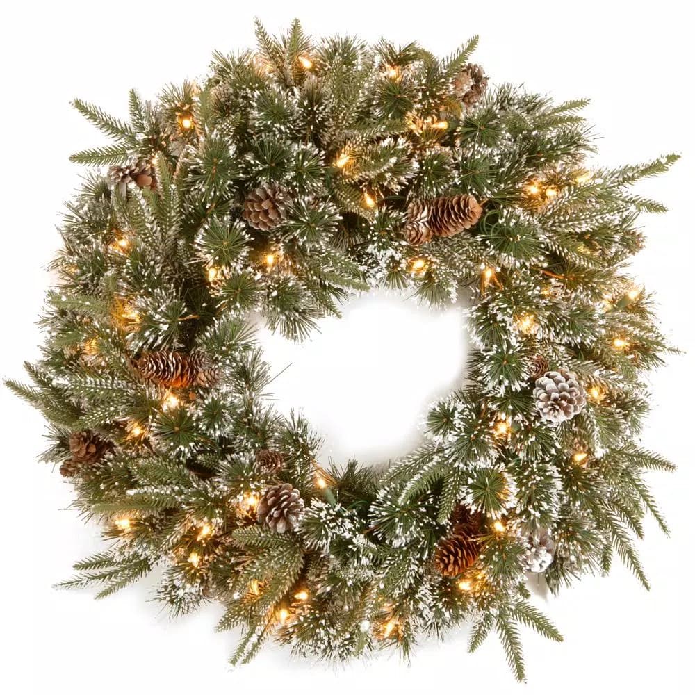 National Tree Company 24 in. Liberty Pine Artificial Christmas Wreath with 50 Clear Lights and Pine Cones