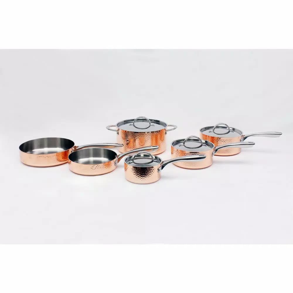 BergHOFF Vintage Collection 10-Piece Hammered Copper Stainless Steel Cookware Set
