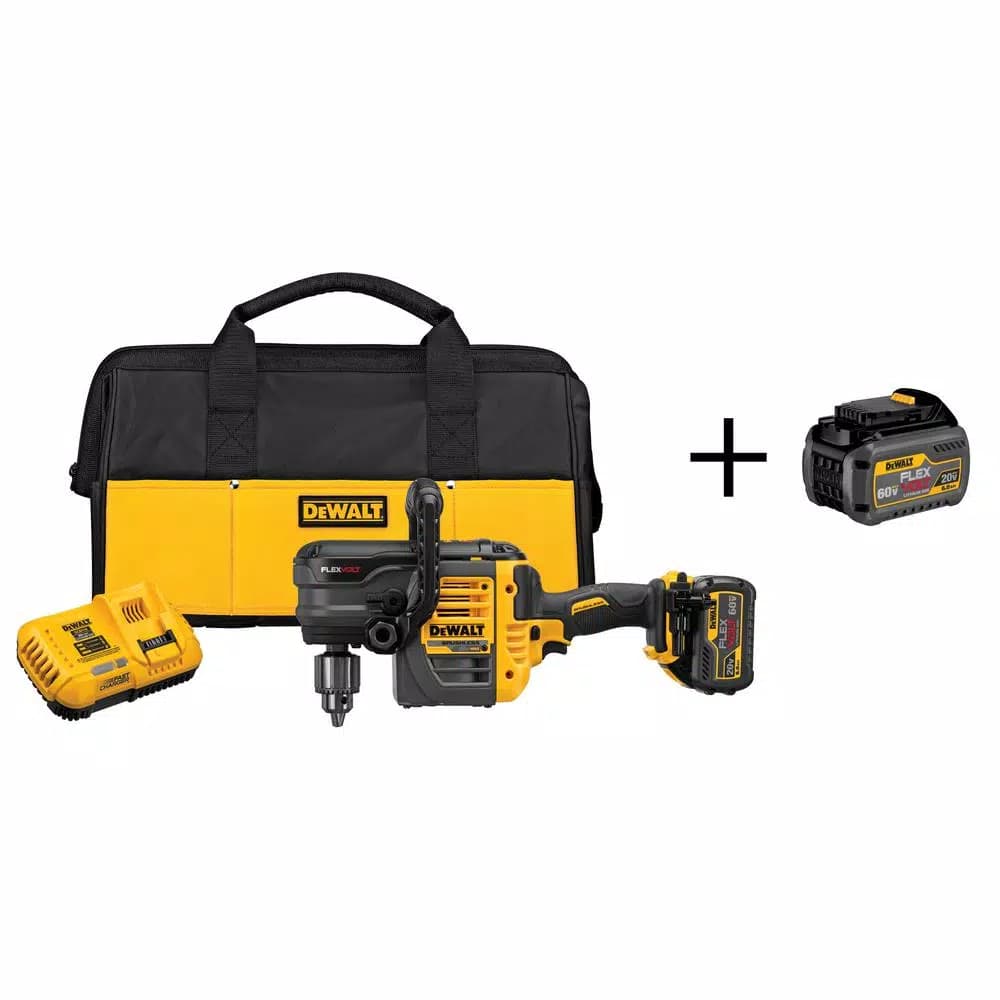 DEWALT FLEXVOLT 60V MAX Brushless 1/2 in. Stud & Joist Drill with E-Clutch and (2) 6.0 Ah Batteries
