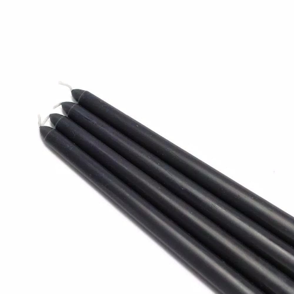 Zest Candle 12-Pack Black Taper Candles, 12 in. Height for Weddings, Events, and Holiday Decor