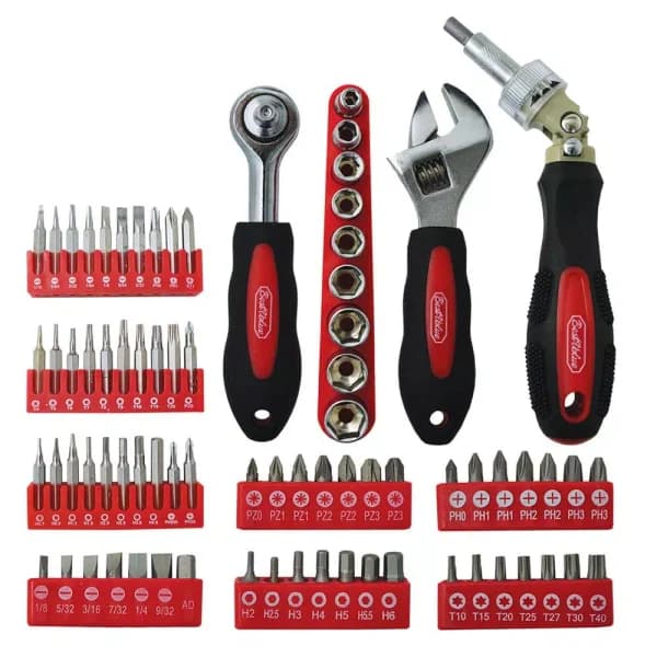 Best Value 77-Piece Hand Tool Set with Ergonomic Ratchet, Sockets, and Magnetic Chrome Vanadium Steel Bits