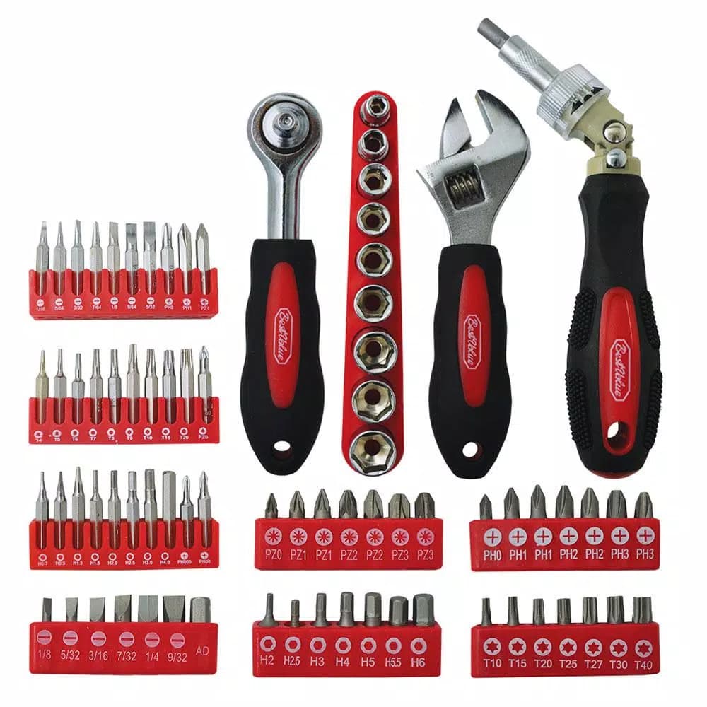 Best Value 77-Piece Hand Tool Set with Ergonomic Ratchet, Sockets, and Magnetic Chrome Vanadium Steel Bits