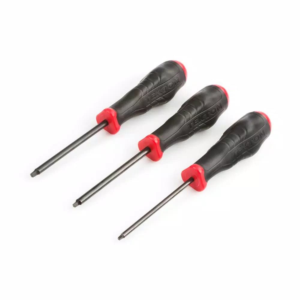 TEKTON 3-Piece Square Recess Screwdriver Set, Chrome Molybdenum Steel Blades
