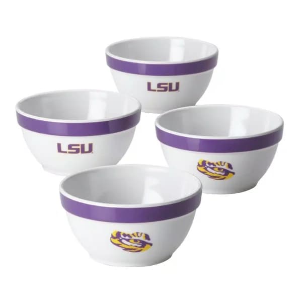 College Kitchen Collection LSU Tigers 4-Piece Party Bowl Set, Purple, 8 oz