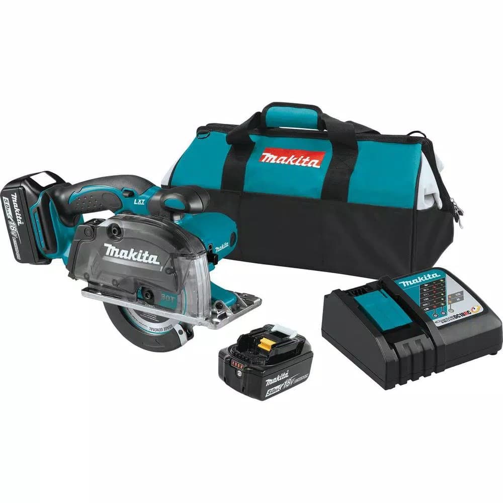Makita 18V LXT Cordless 5-3/8 in. Metal Cutting Saw Kit with 2 5.0 Ah Batteries and Rapid Optimum Charger