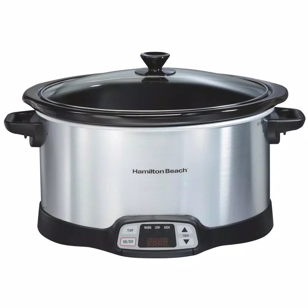 Hamilton Beach 8 Qt. Programmable Stainless Steel Slow Cooker with Timer and Temperature Settings