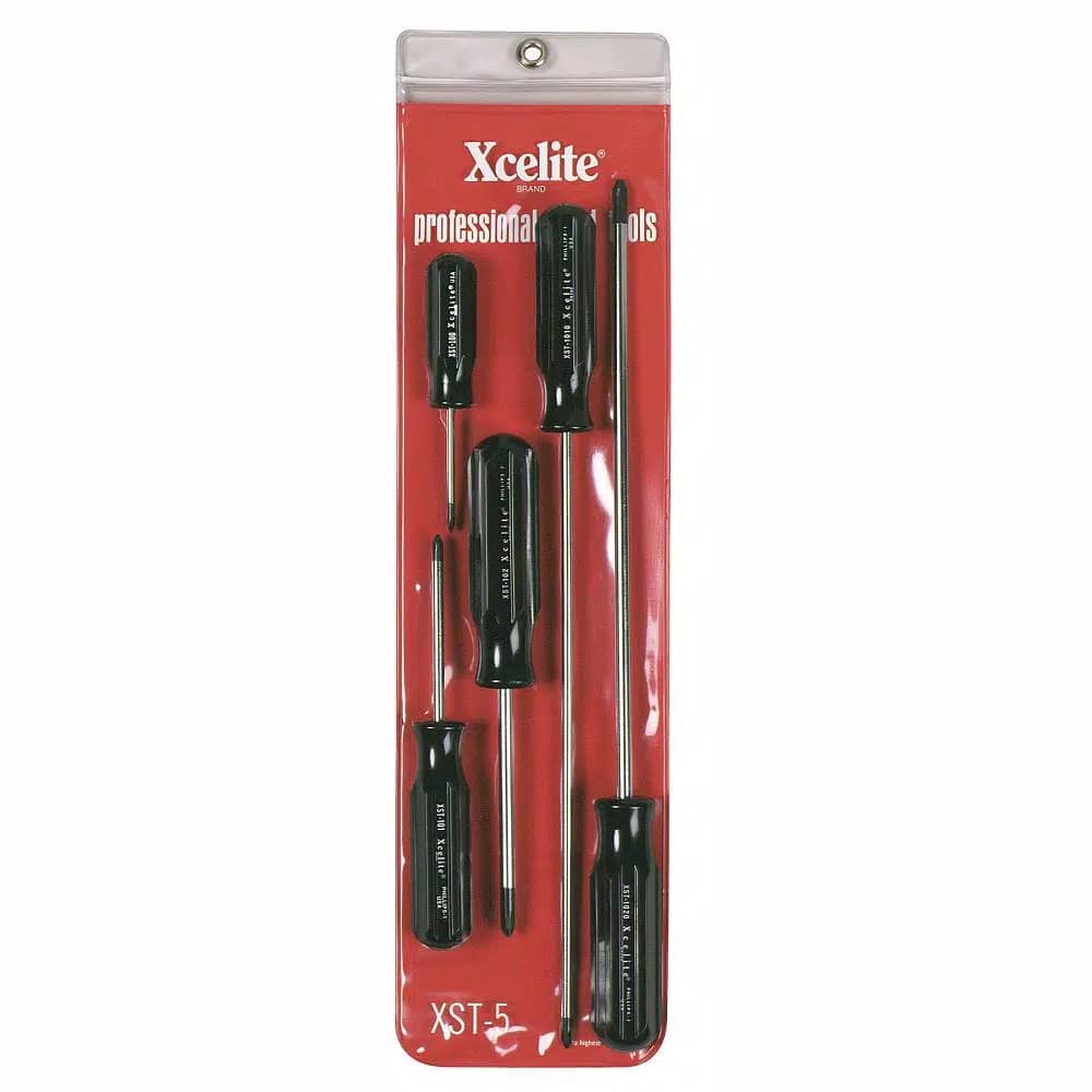 Xcelite Super-Tru Tip Phillips Screwdriver Set, 5-Piece with Vinyl Pouch