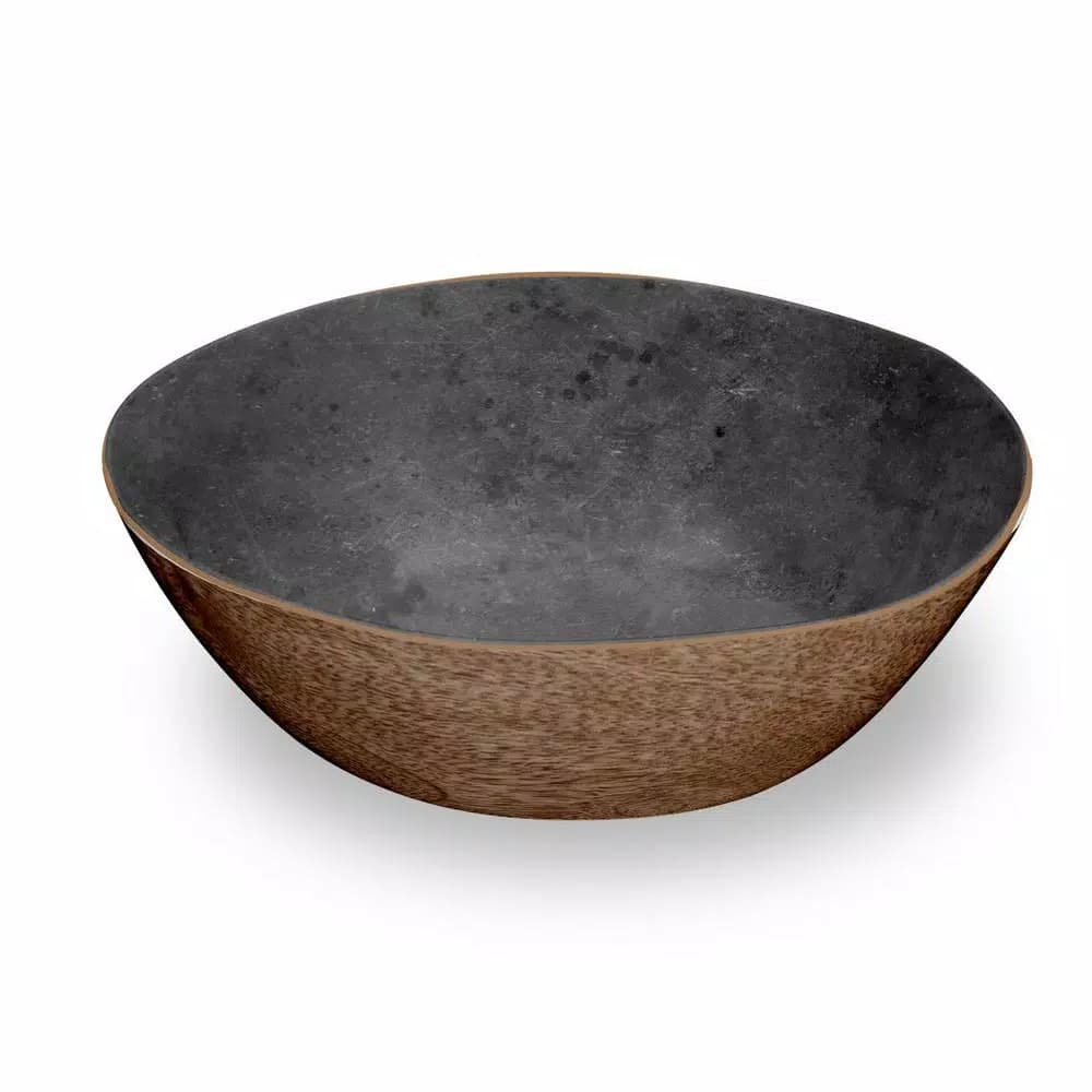 Unbranded Marin and Stone Mixed Material Melamine Serving Bowl, Grey, 128.5 fl. oz.