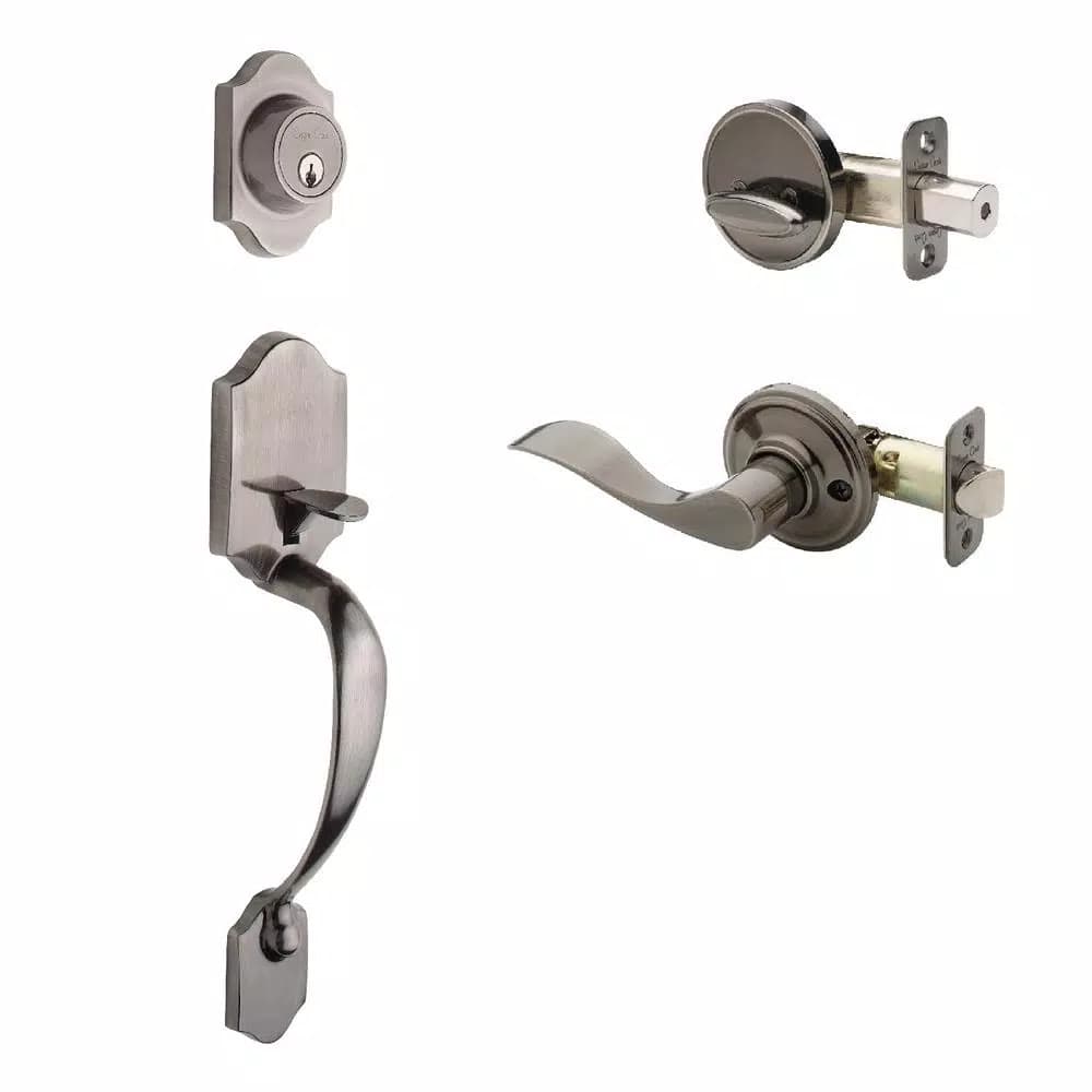 Copper Creek Heritage Antique Nickel Door Handleset with Waverlie Lever Trim