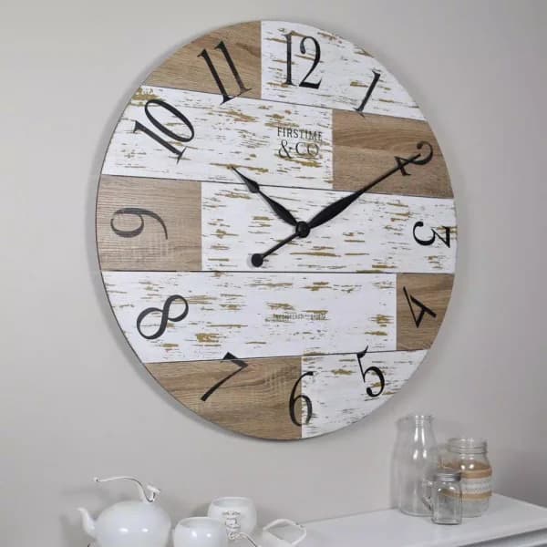 FirsTime and Co. Harper Pallets 27 in. Rustic Wall Clock