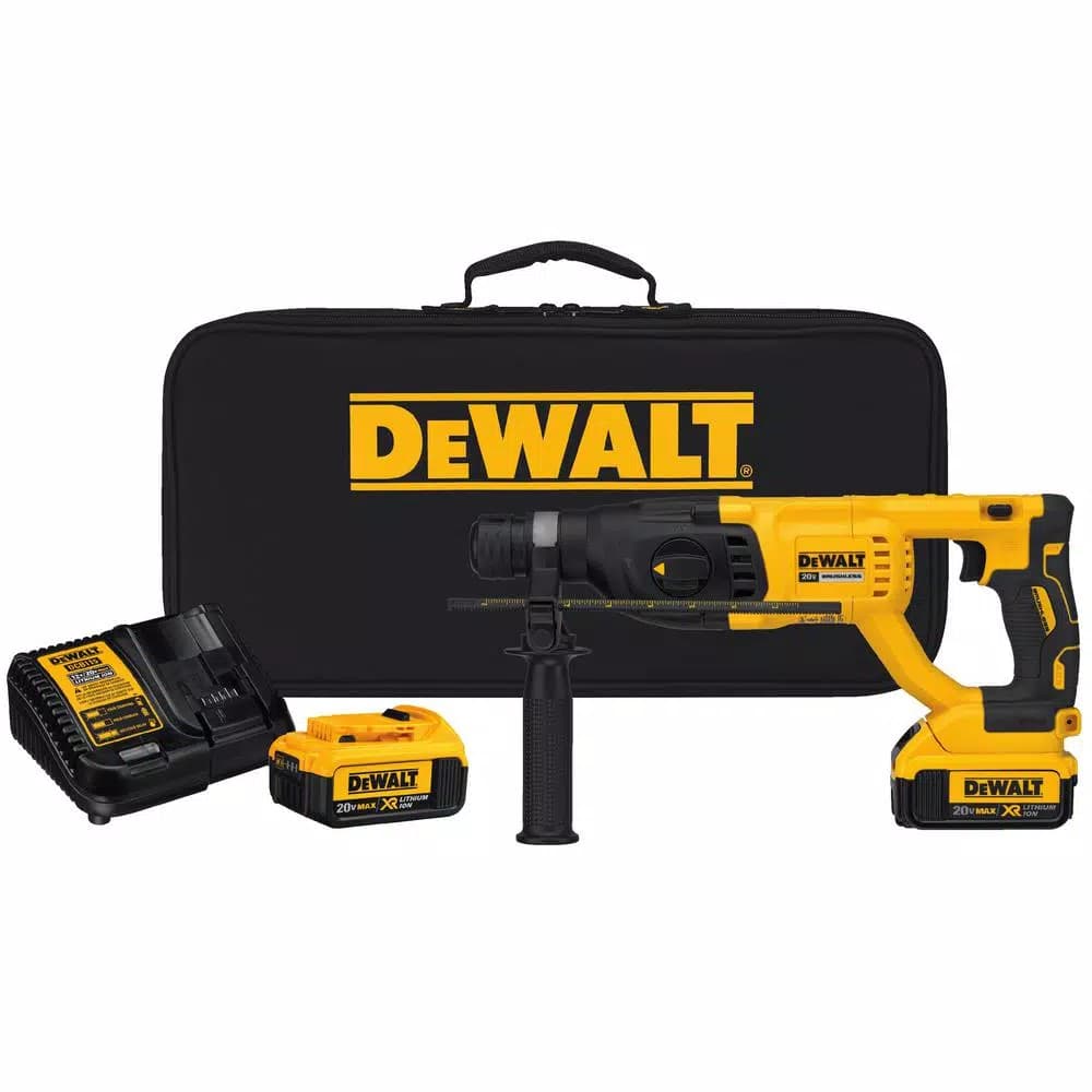 DEWALT 20V MAX XR Brushless 1 in. SDS Plus D-Handle Rotary Hammer Kit with (2) 4.0 Ah Batteries