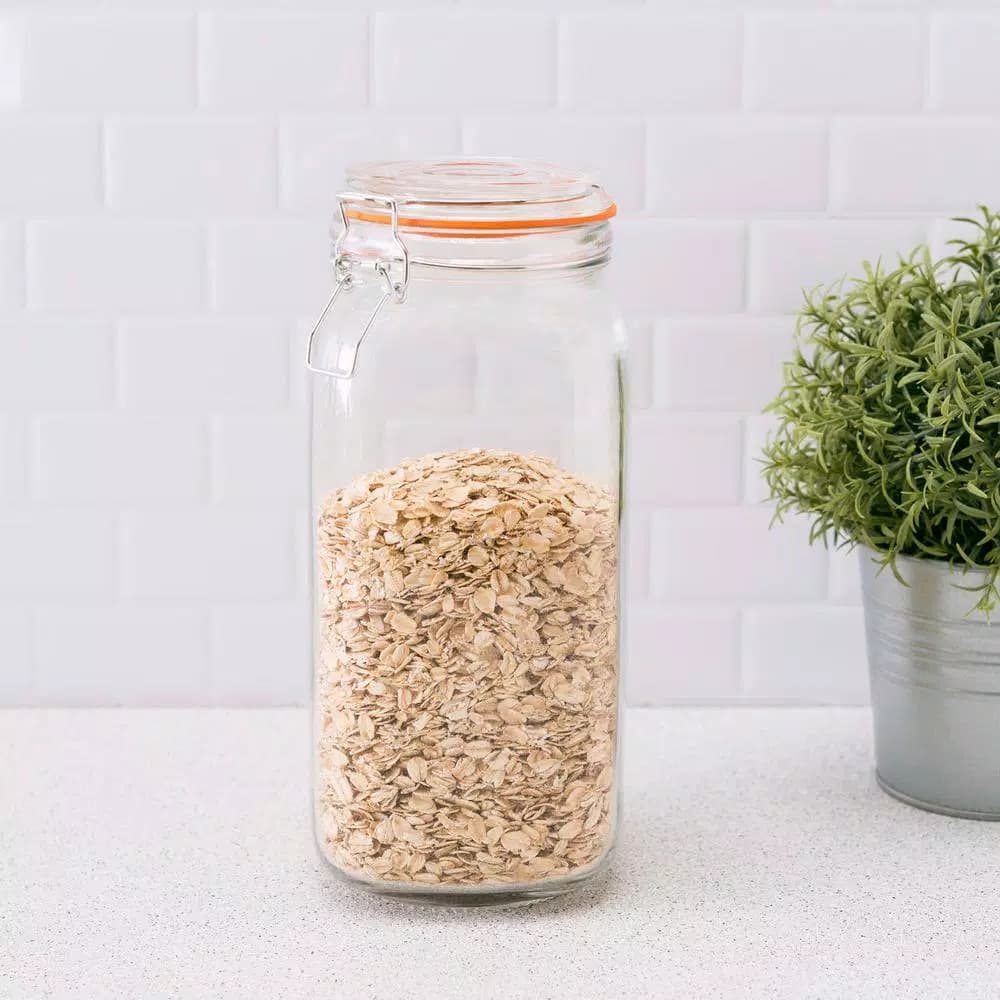 Unbranded X-Large 47 oz. Glass Pickling Jar with Steel Bail Lid and Orange Rubber Gasket