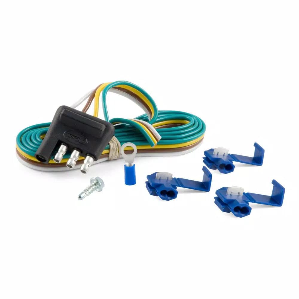 CURT 4-Way Flat Trailer Connector Plug with 48" Wires and Installation Hardware