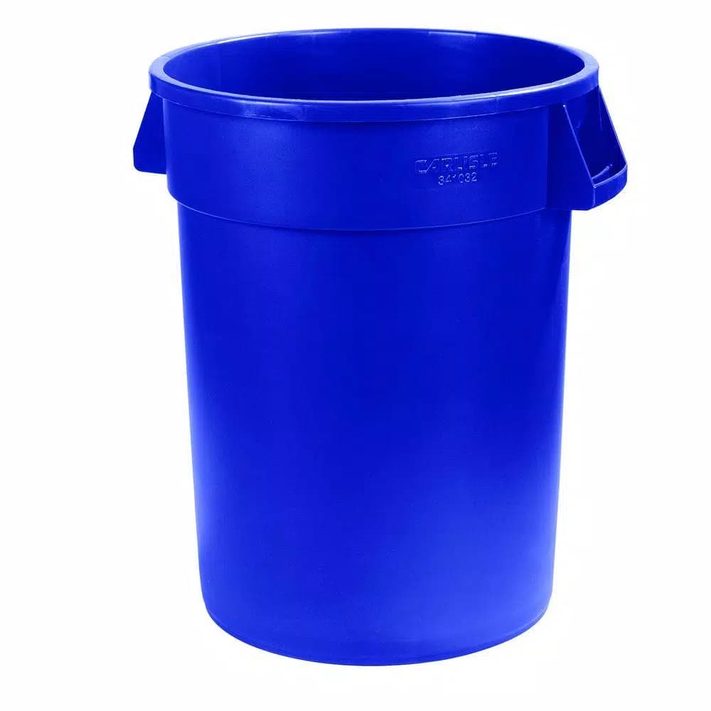 Carlisle Bronco 55 Gallon Blue Round Heavy Duty Trash Can, Lidless (2-Pack)