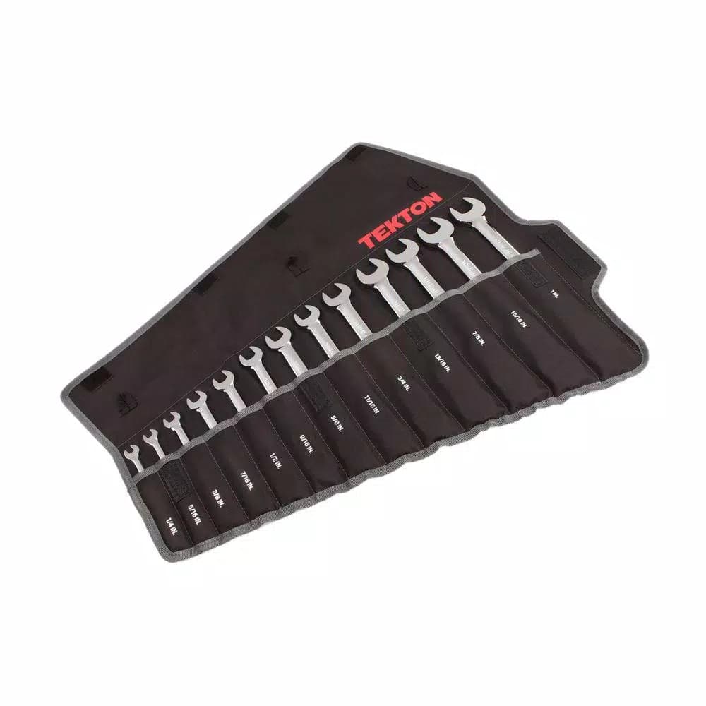 TEKTON 13-Piece Ratcheting Combination Wrench Set, 1/4 in. to 1 in., with Roll-Up Storage Pouch