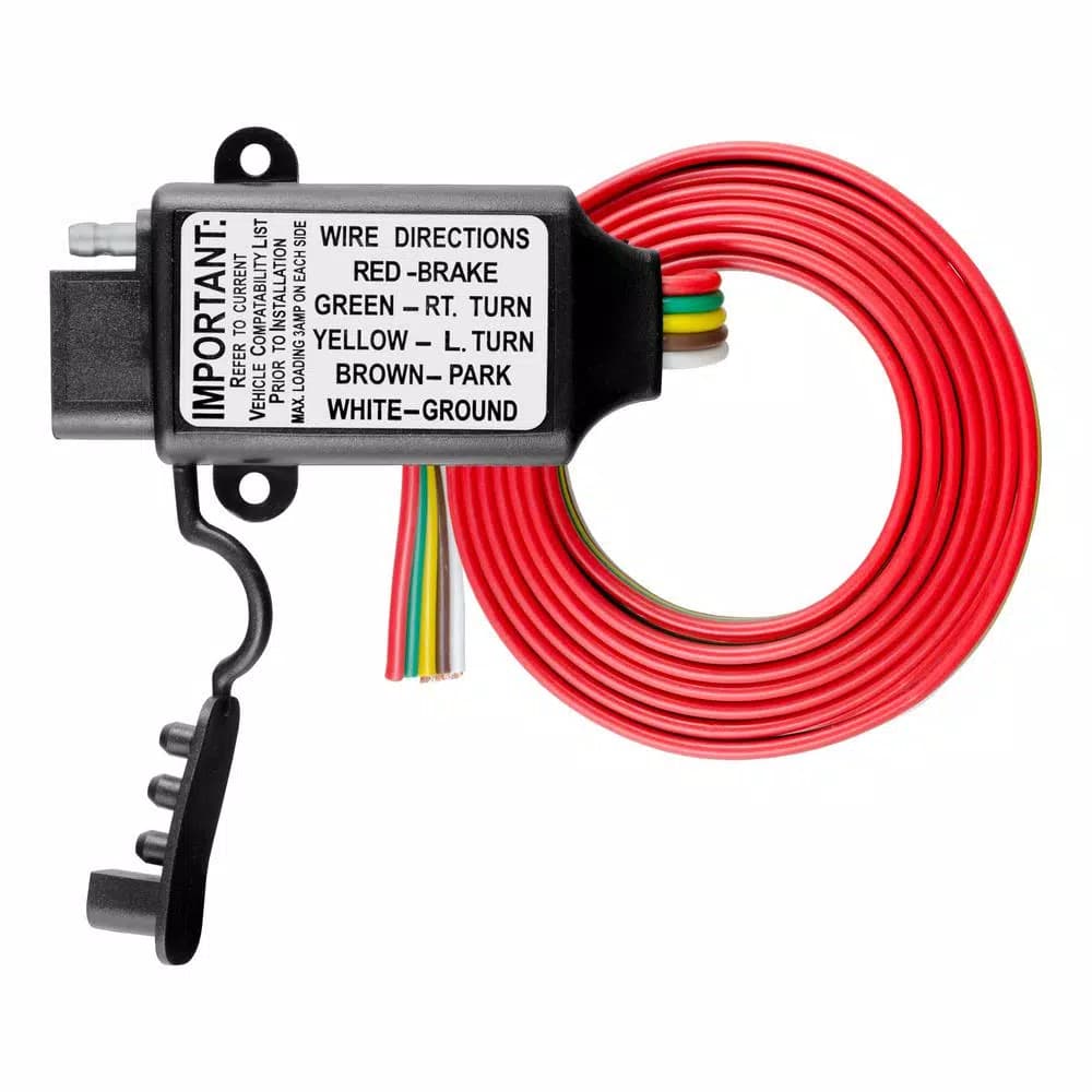 CURT 3-to-2-Wire Taillight Converter with 4-Way Flat Connector