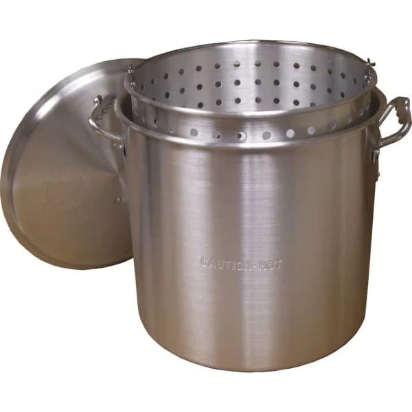 King Kooker 160 qt. Aluminum Stock Pot Set with Lid and Punched Basket