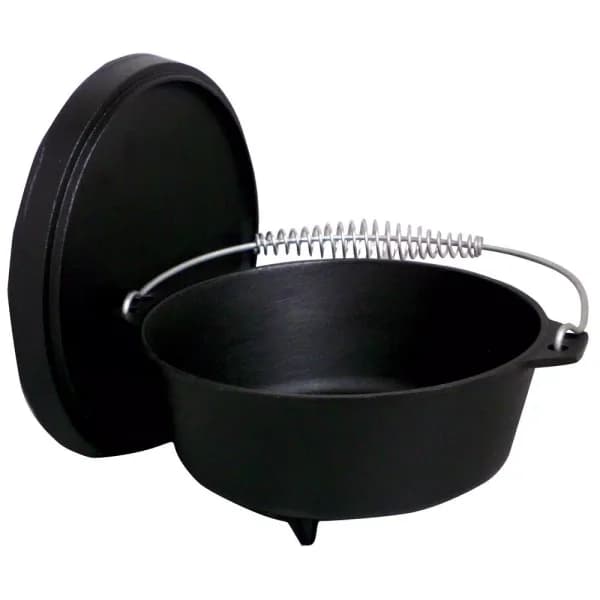 King Kooker 4 Qt. Pre-Seasoned Cast Iron Dutch Oven with Feet and Coal Lid, Black
