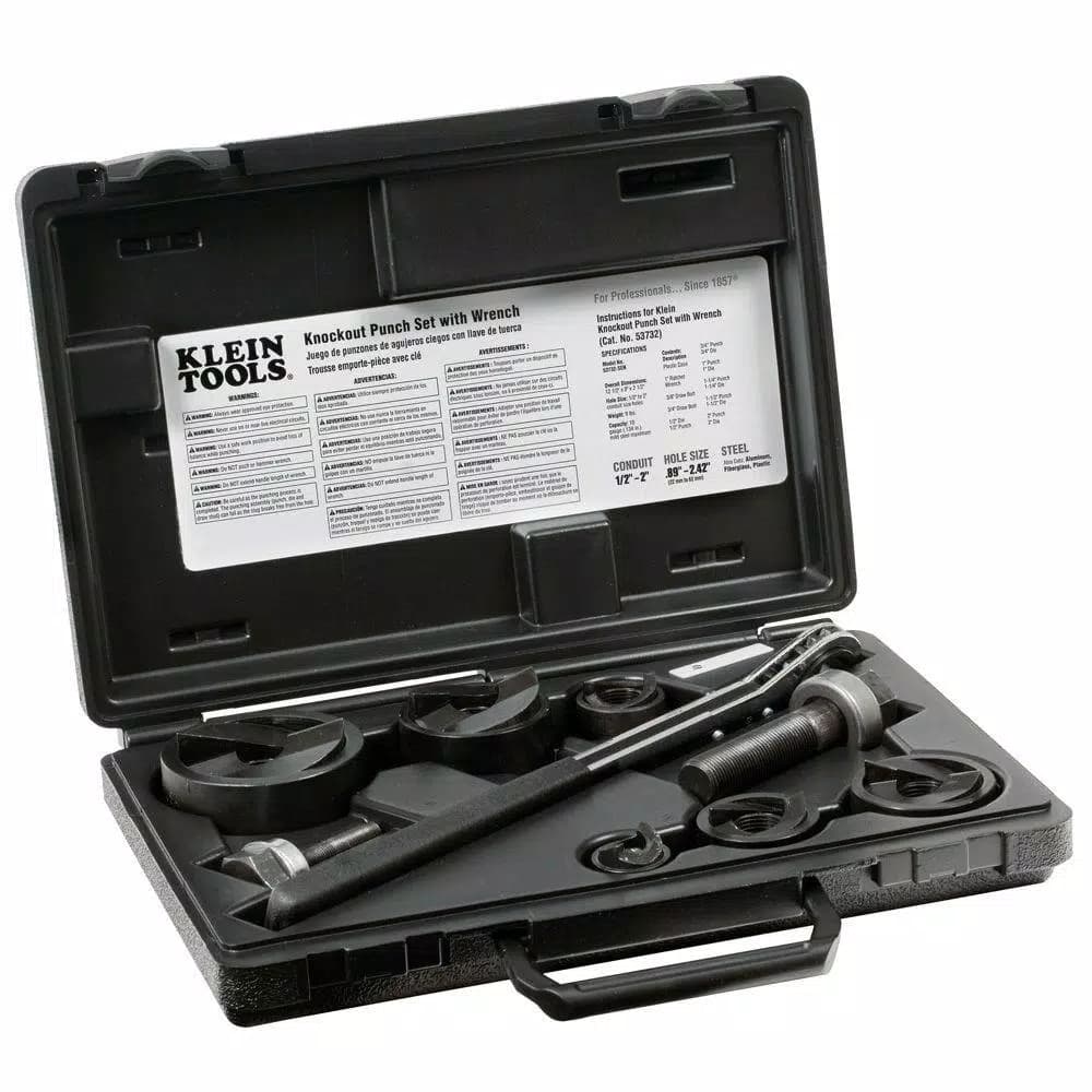 Klein Tools 9-Piece Knockout Punch and Ratcheting Wrench Set