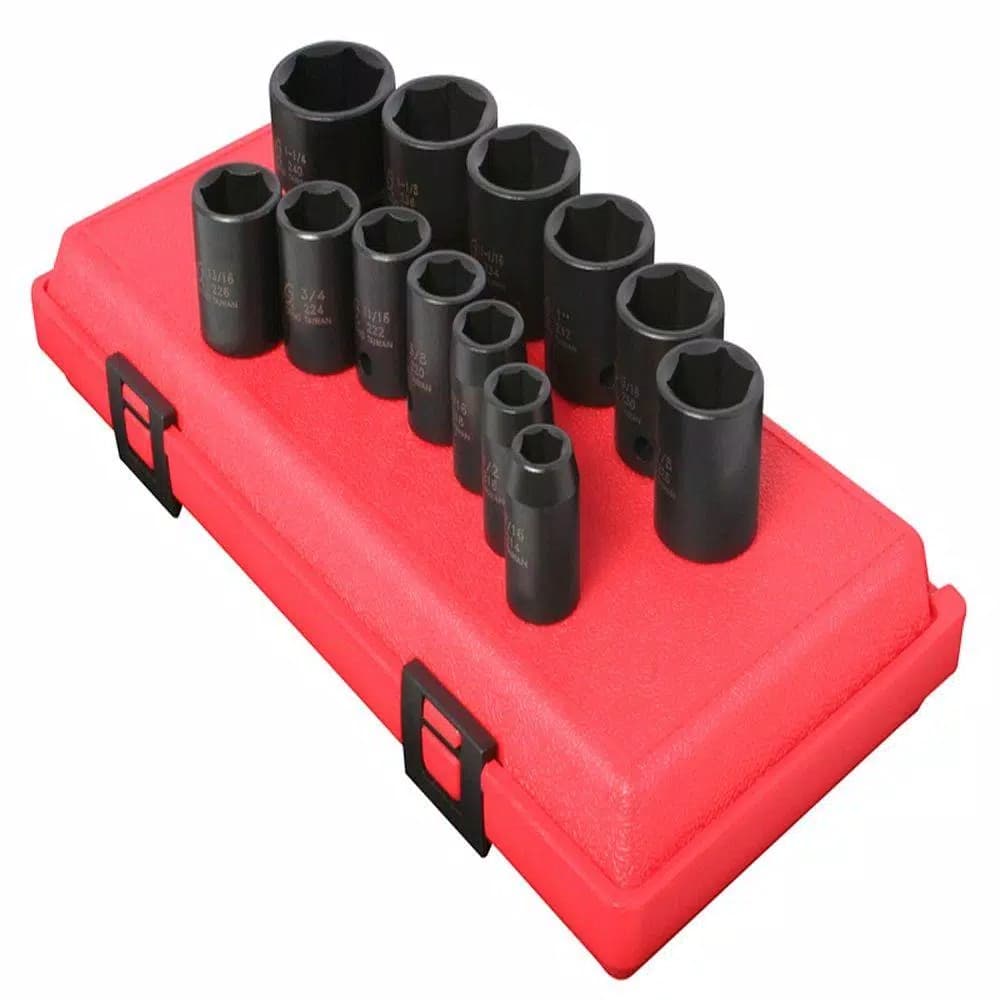 Sunex Tools 13-Piece 1/2 in. Drive Deep Impact Socket Set, 6-Point
