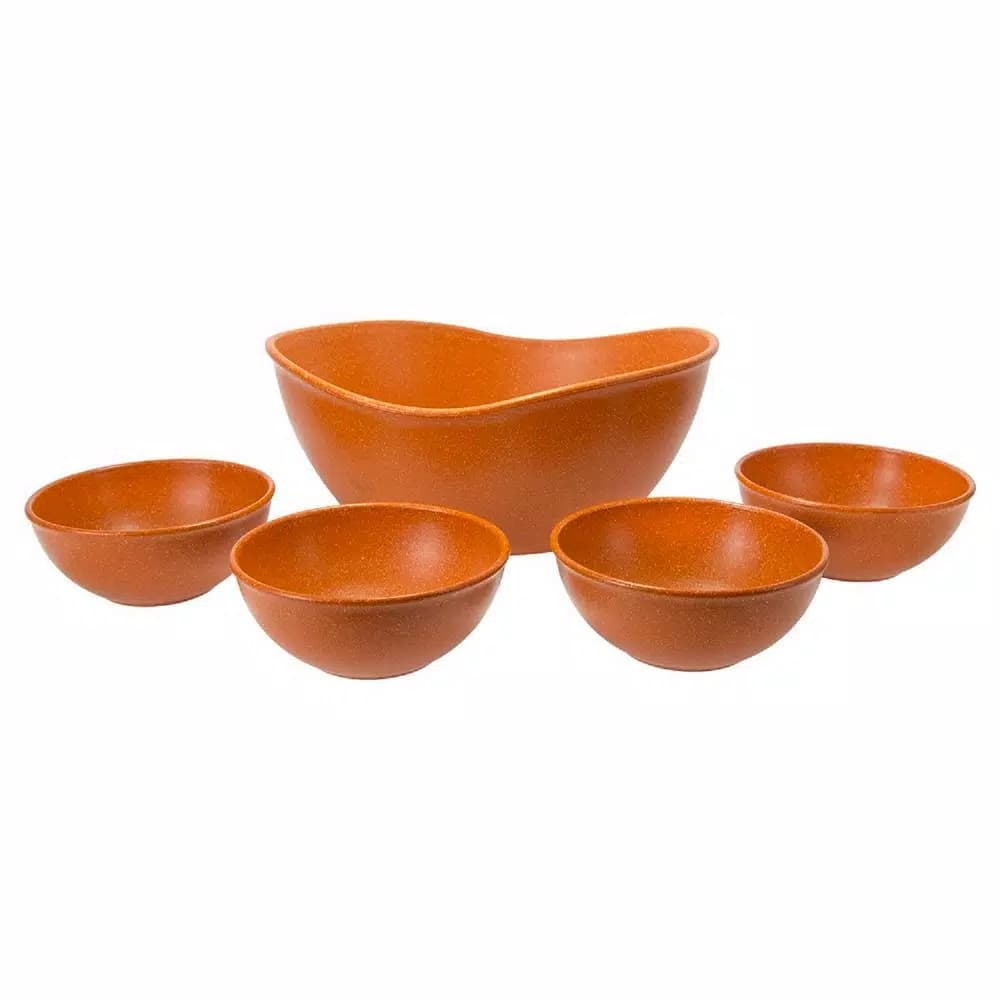 Unbranded EVO Sustainable Goods Orange Wood-Plastic Composite Serving Bowl Set, 5-Piece