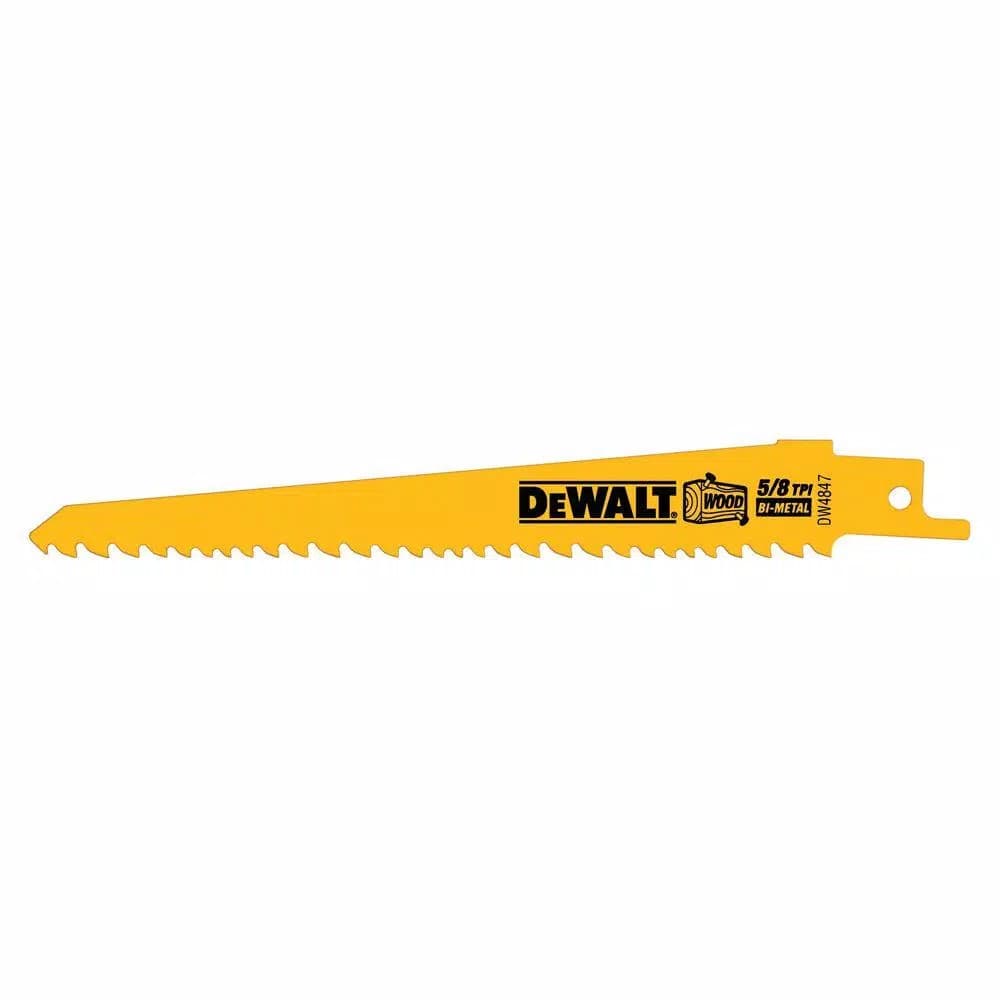 DEWALT 6 in. Bi-Metal Reciprocating Saw Blade, 5/8 TPI, Taper Back (2-Pack)