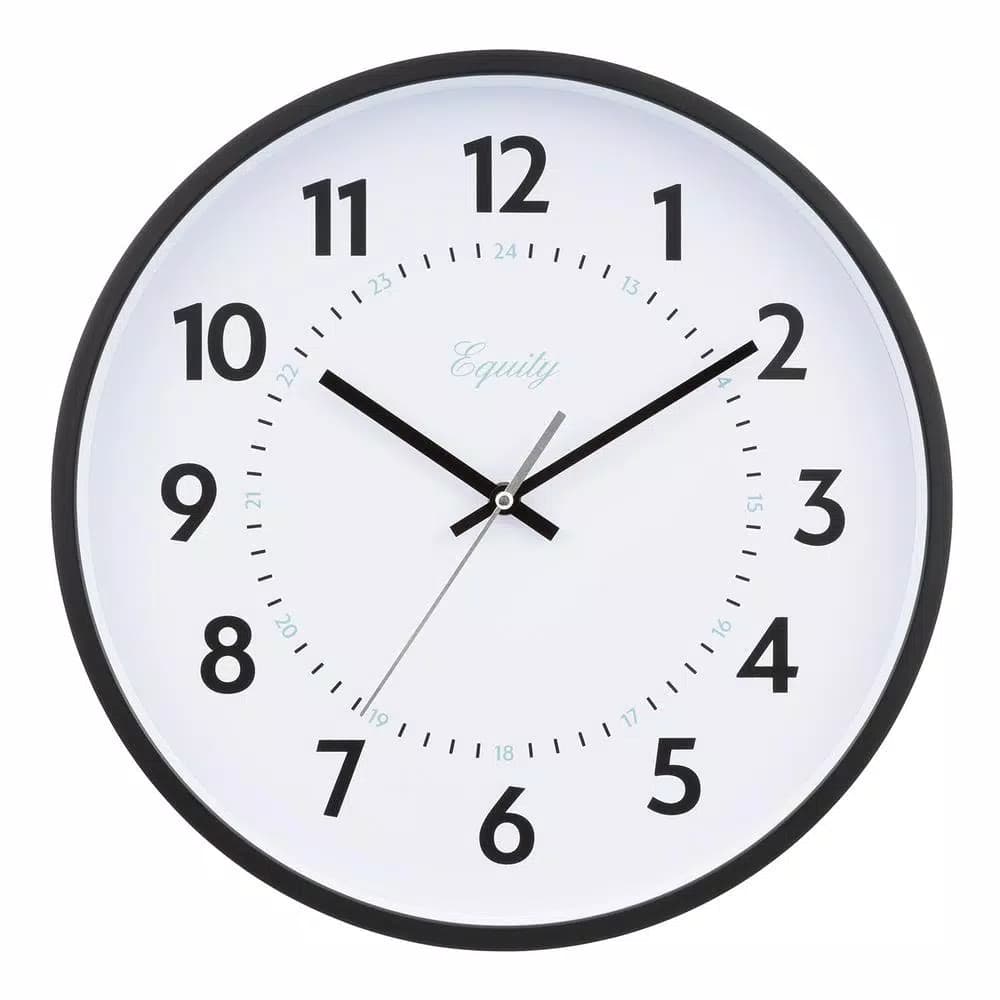 Equity by La Crosse 14 in. Commercial Black Analog Wall Clock with Quartz Movement