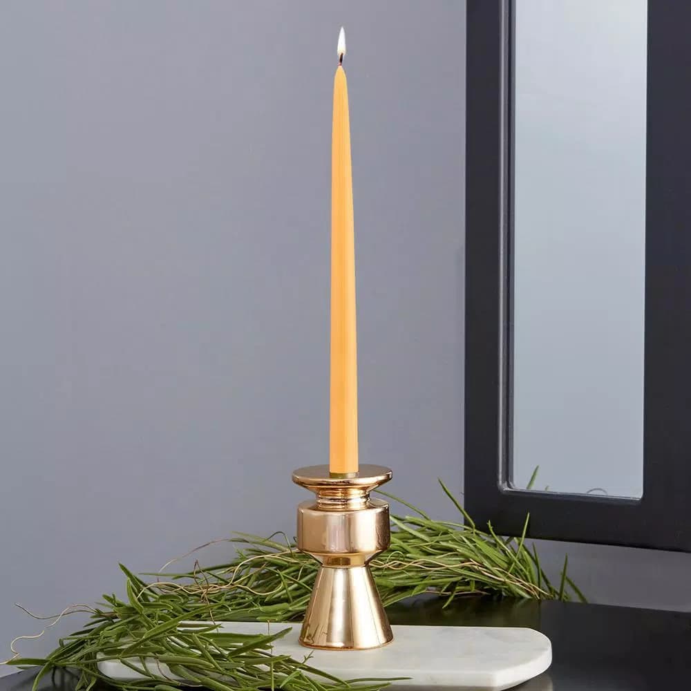 ROOT CANDLES A.I. Root 12 in. Mandarin Orange Dipped Taper Candles, Beeswax Enriched, Box of 12