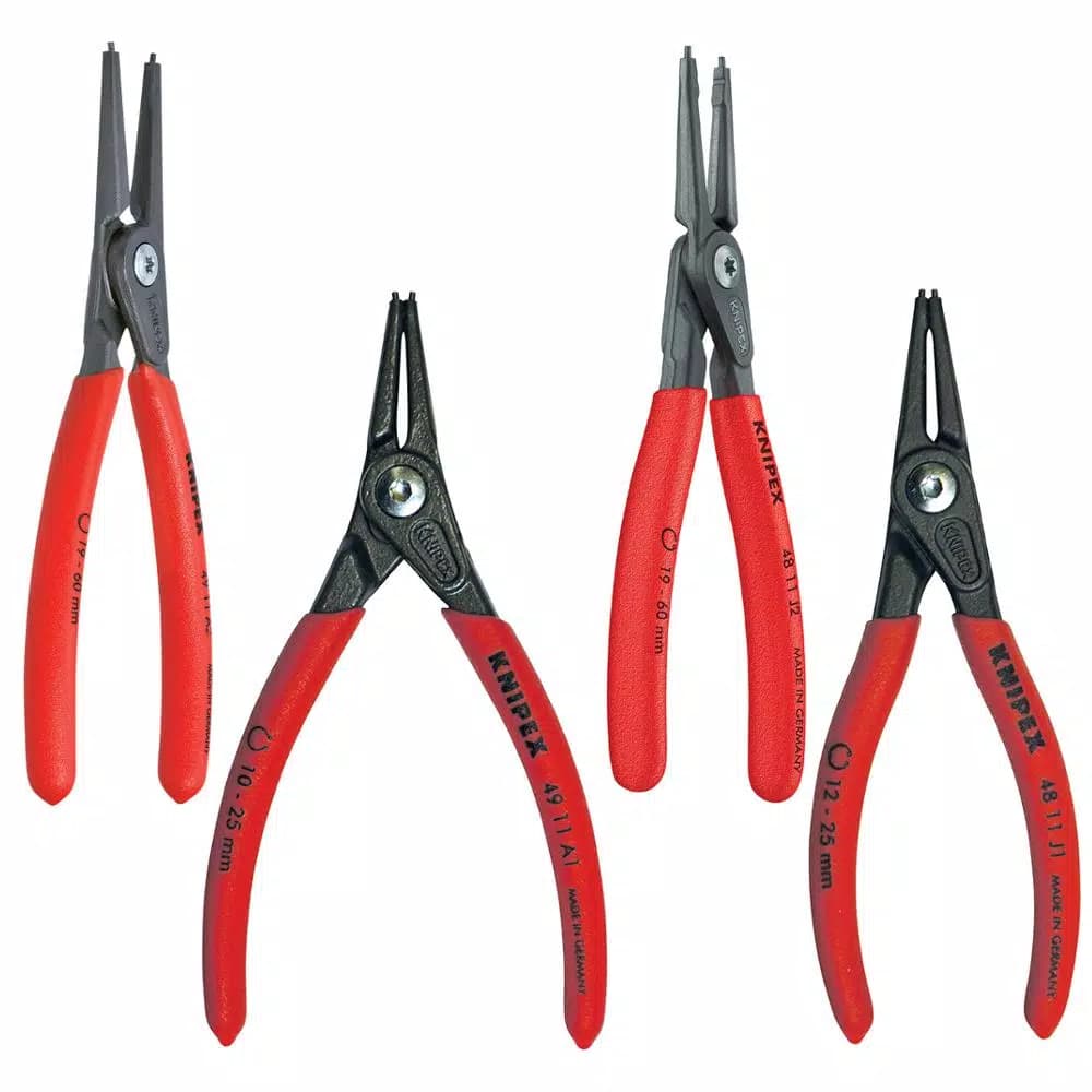KNIPEX 4-Piece Precision Snap Ring Pliers Set with Tool Roll