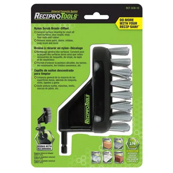 ReciproTool Nylon Scrub Brush Offset Accessory for Universal Reciprocating Saw Adapters