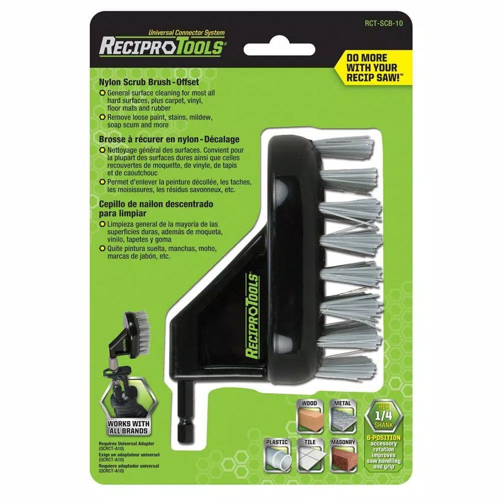 ReciproTool Nylon Scrub Brush Offset Accessory for Universal Reciprocating Saw Adapters