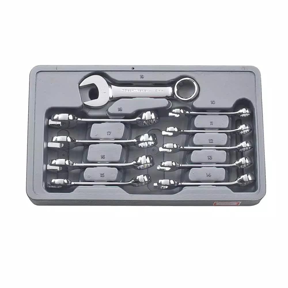 GearWrench 10-Piece Metric Stubby Combination Wrench Set, Non-Ratcheting