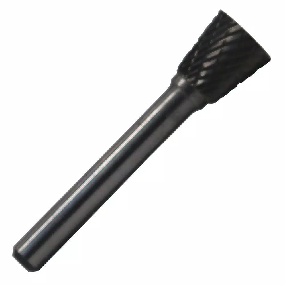 Drill America 3/8 in. x 3/8 in. Inverted Cone Solid Carbide Burr Rotary File Bit, 1/4 in. Shank