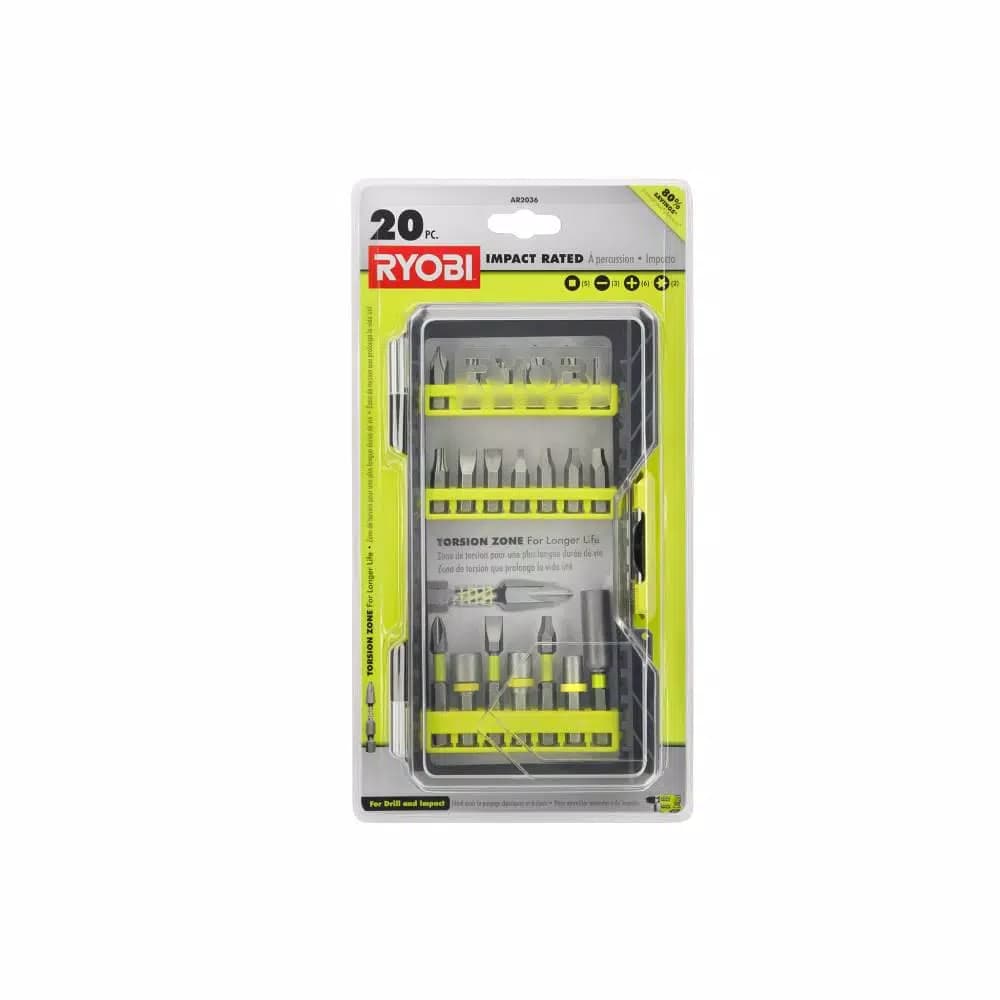 RYOBI 20-Piece Impact Rated Driving Bit Kit with Torsion Zone and Modular Case