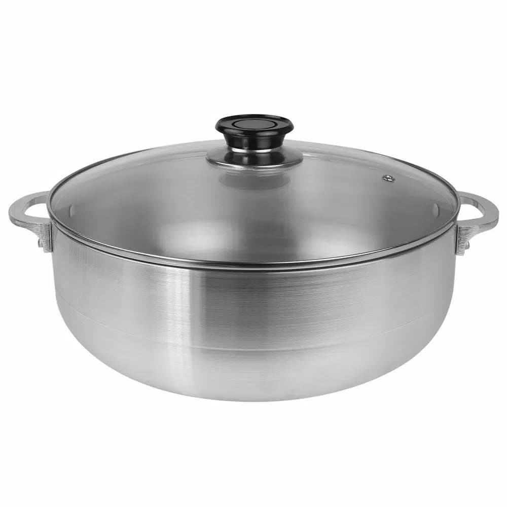 Home Basics 14.25 in. Aluminum Caldero with Glass Lid, 7 qt. Multi-Pot