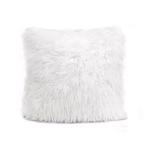 Lush Decor Luca White Faux Fur Decorative Throw Pillow, 18 in. x 18 in.