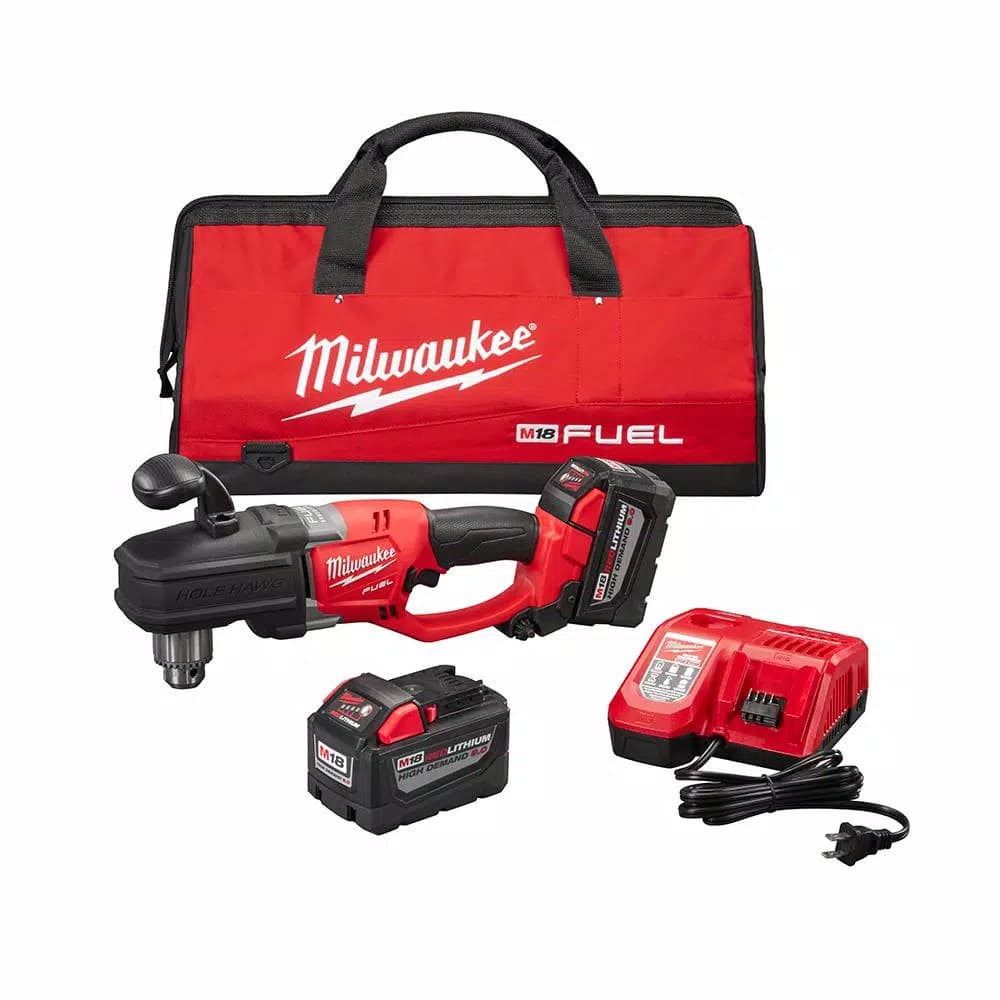 Milwaukee M18 FUEL 1/2 in. Right Angle Drill Kit with (2) 9.0 Ah Batteries and Rapid Charger
