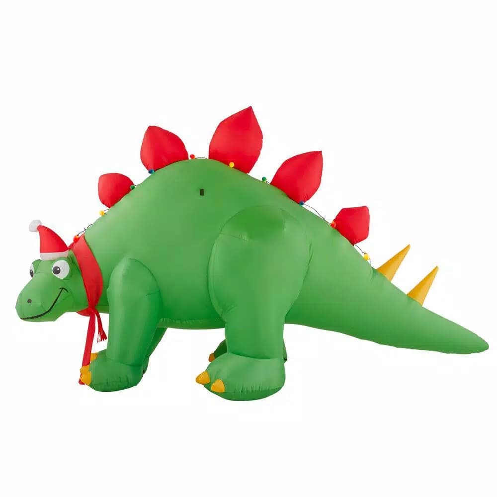 Airblown 5.7 ft. Inflatable Holiday Stegosaurus with Santa Hat and Scarf - Lighted Christmas Inflatable