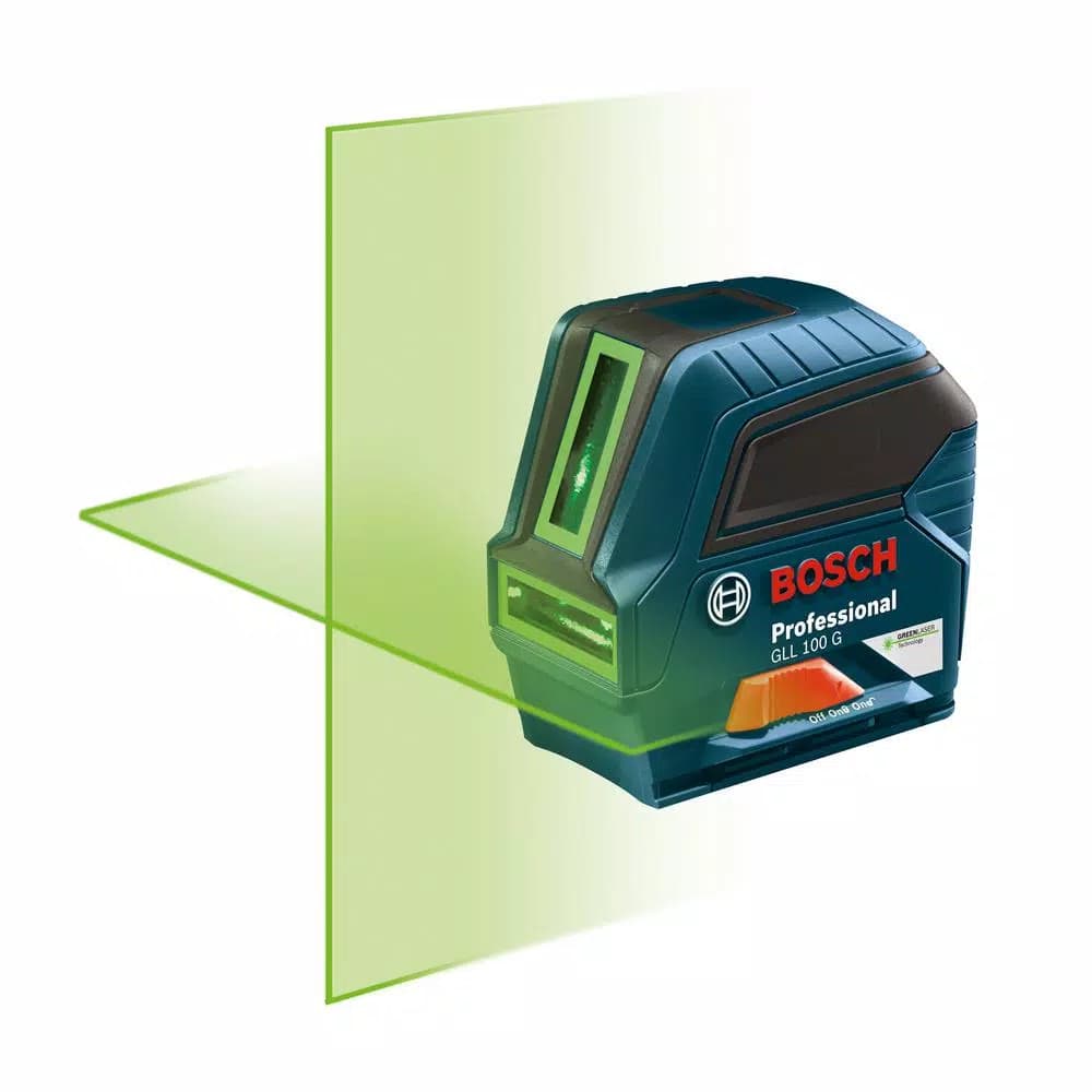 Bosch GLL 100 GX Green-Beam Self-Leveling Cross-Line Laser Level, 100 ft. (Factory Reconditioned)